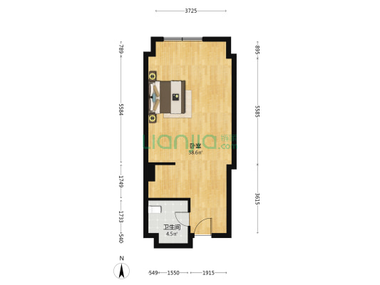 年华国际大厦 1室0厅1卫 68平方