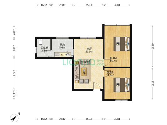 兴关路54号 2室1厅1卫 60平方