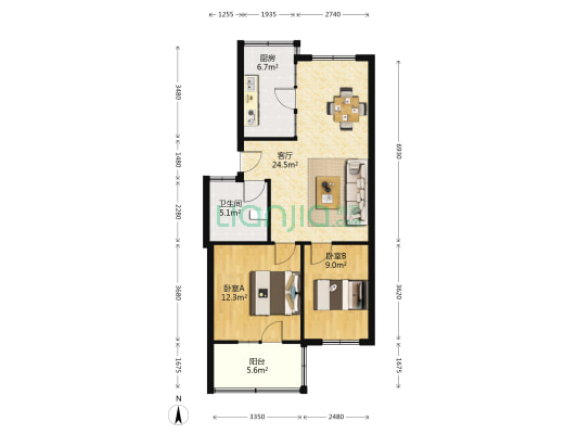 华信西区 2室1厅1卫 79平方