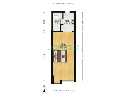 新力方大厦 1室0厅1卫 39平方
