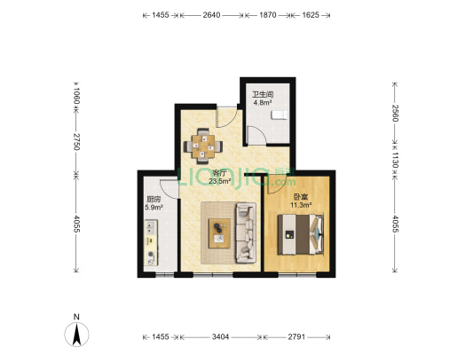 集贤花园 1室1厅1卫 64平方
