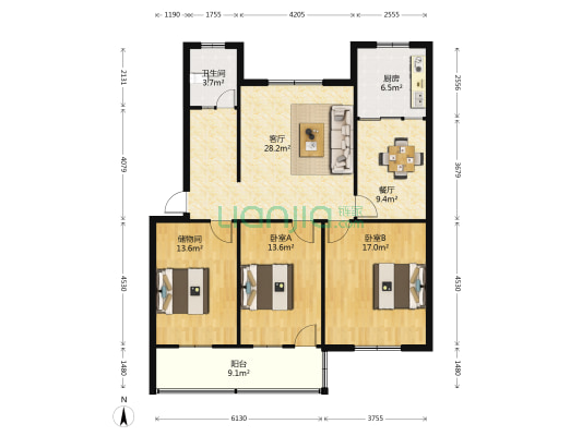 蔬菜公司家属院西院 2室2厅1卫 114平方
