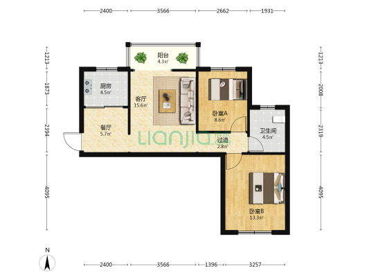 安宁世贸广场 2室2厅1卫 83平方