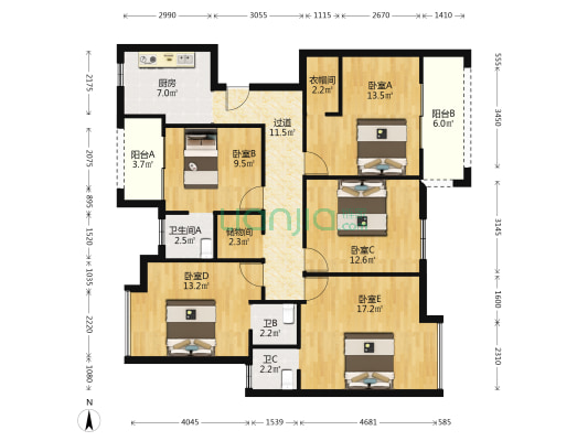 黄垟大厦 5室0厅3卫 140平方