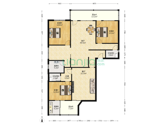 卫视巷47号 3室2厅2卫 167平方