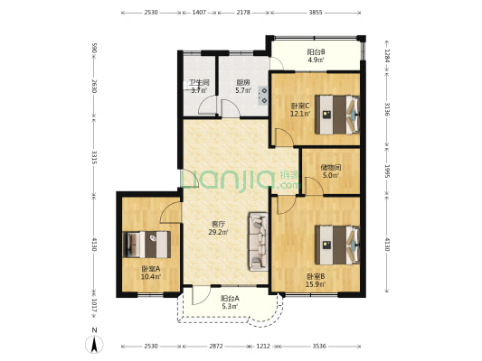 教育路 3室1厅1卫 104平方