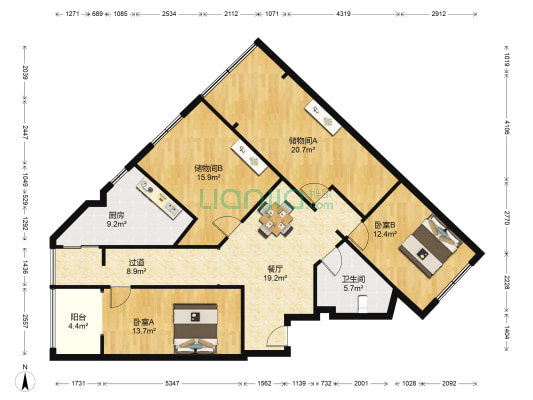 千和苑 2室1厅1卫 144平方