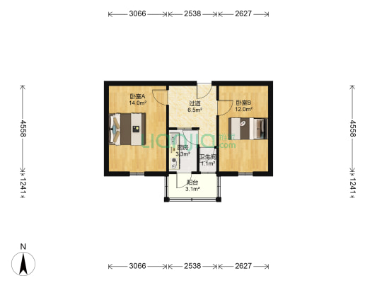 唐运红旗楼 2室0厅1卫 50平方