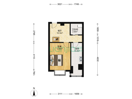 万熹绿景一期 1室1厅1卫 45平方