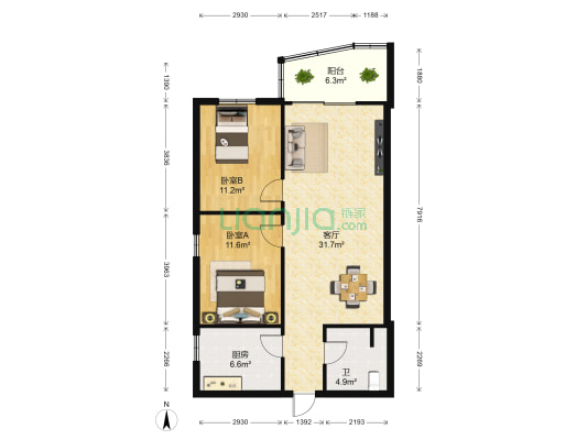 南亚四季春城 2室1厅1卫 92平方