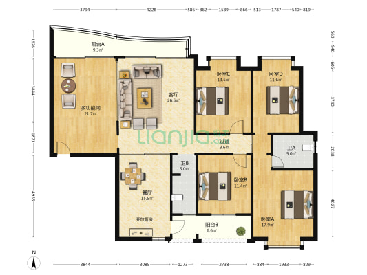 倚林佳园 5室2厅2卫 158平方