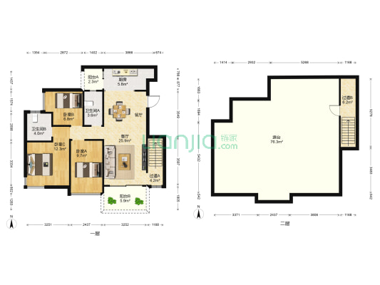 安南新座 3室1厅2卫 88平方