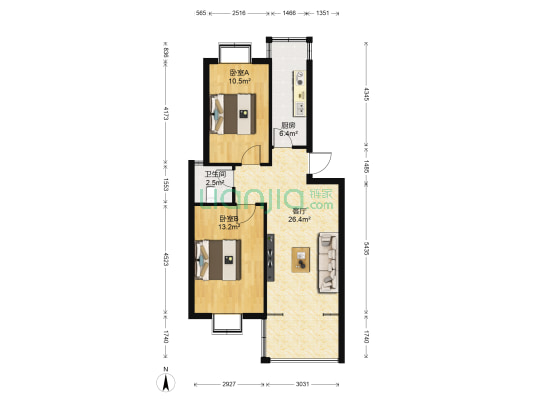 景峰家园 2室1厅1卫 70平方