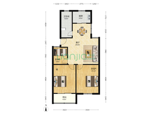 青年苑 2室1厅1卫 92平方