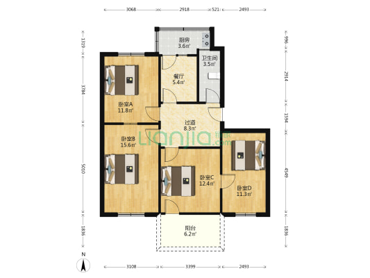 市委市政府生活区 4室1厅1卫 90平方