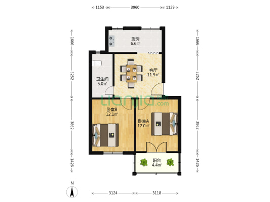 永安里 2室1厅1卫 65平方