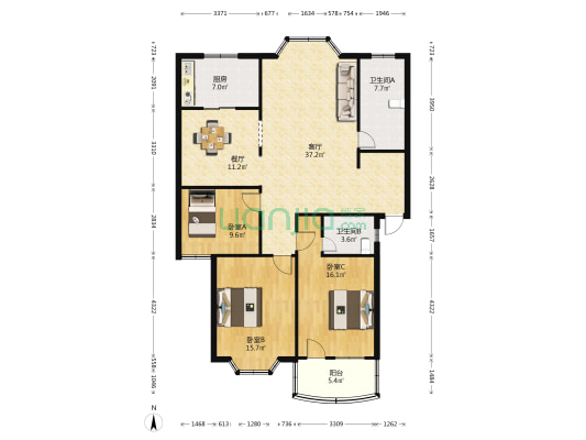 江南苑 3室2厅2卫 140平方