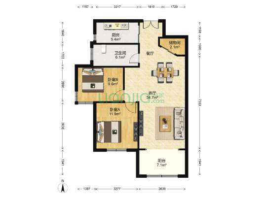 滨江公寓 2室1厅1卫 102平方