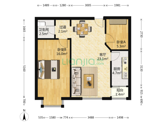 公元壹號 2室1厅1卫 72平方