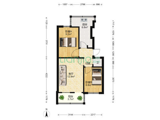 南窑小区 2室1厅1卫 46平方
