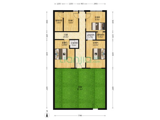抹直口社区 4室0厅2卫 150平方