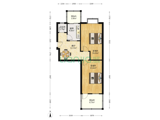 花园路178号 2室1厅1卫 67平方