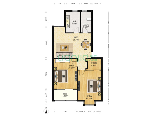 向阳苑(梁溪区) 2室1厅1卫 93平方