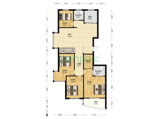 新昌人才公寓 4室1厅2卫 135平方