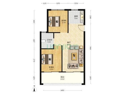 城南栖霞云境 2室1厅1卫 100平方