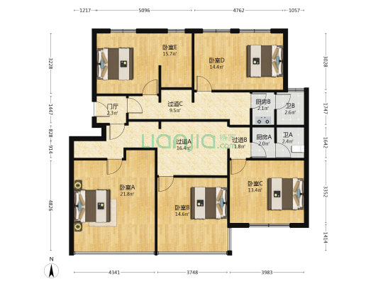 文富花苑一区 5室0厅2卫 143平方