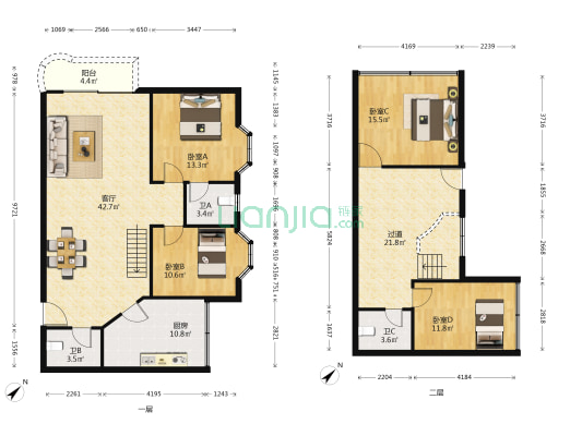 桃源佳景 4室1厅3卫 150平方