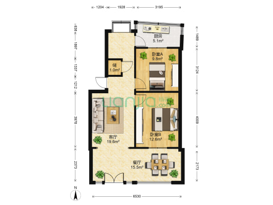 棕树营小区翠薇里 2室2厅0卫 51平方