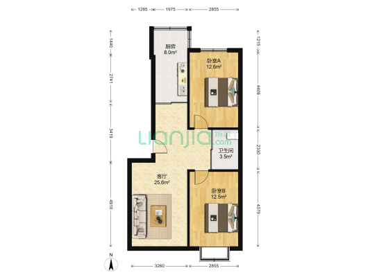 长白新苑 2室1厅1卫 82平方