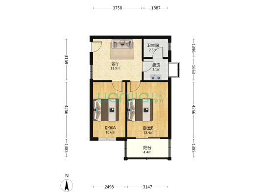 邬家大巷42号 2室1厅1卫 56平方