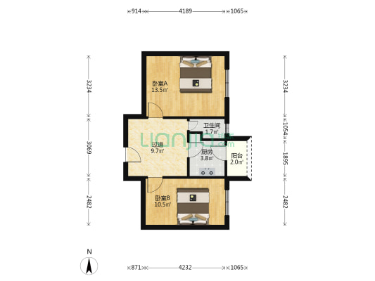 百花路16号 2室0厅1卫 52平方