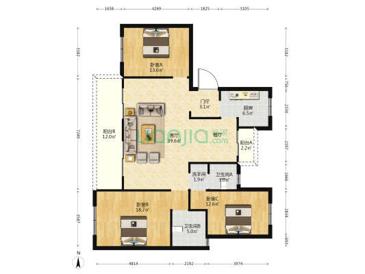 佳兆业珑樾壹号 3室1厅3卫 142平方
