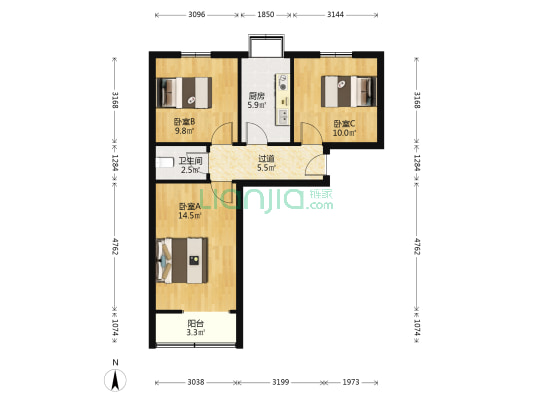 康宁里 3室0厅1卫 66平方
