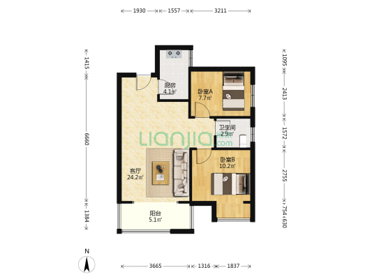 泰山誉景璞誉园 2室1厅1卫 73平方