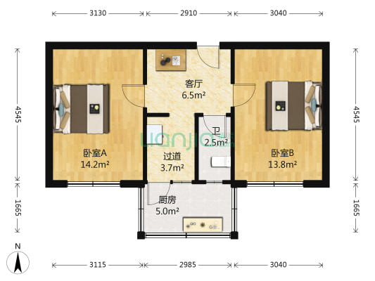 电大街29号 2室1厅1卫 54平方