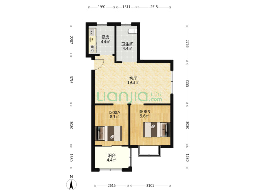 安和苑 2室1厅1卫 75平方