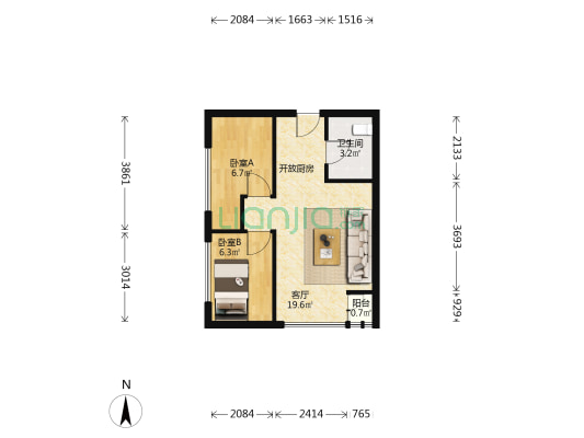 御君豪庭 2室1厅1卫 72平方