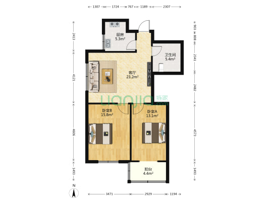线材厂东区 2室1厅1卫 88平方