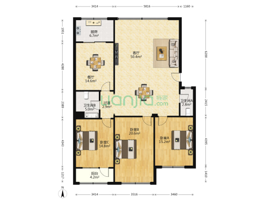 南小巷11号院 3室2厅2卫 130平方