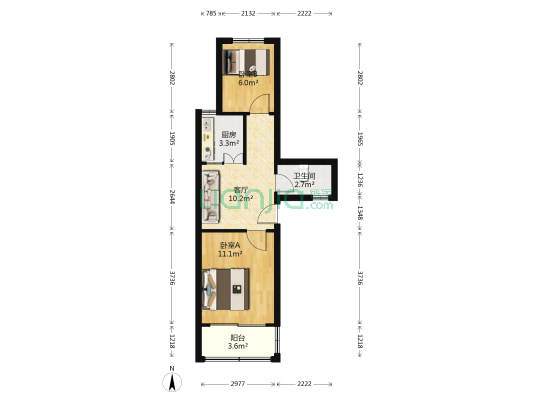 中和桥5号 2室1厅1卫 52平方