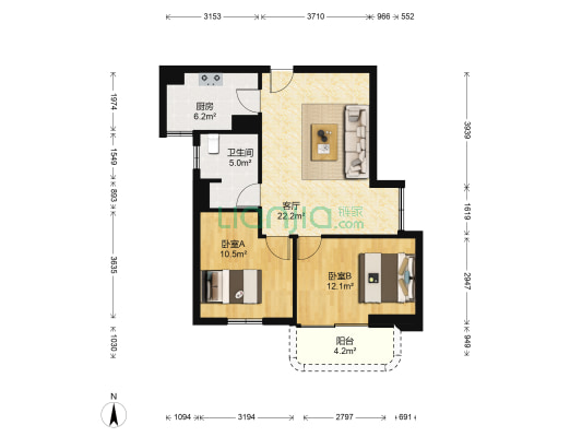 光华大厦 2室1厅1卫 84平方