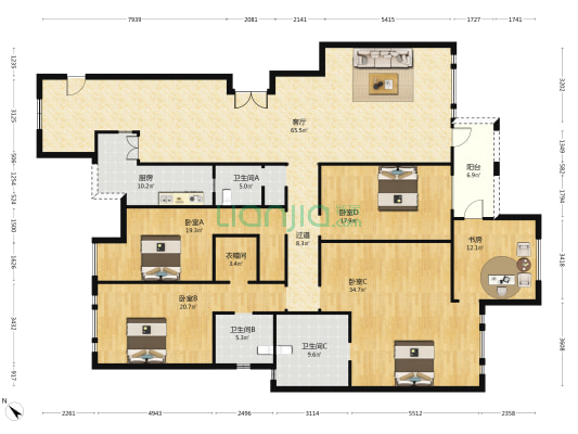 新界四期 5室1厅3卫 247平方