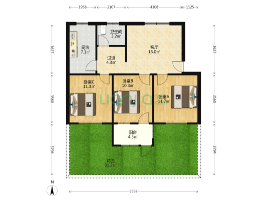 飞燕小区 3室1厅1卫 81平方