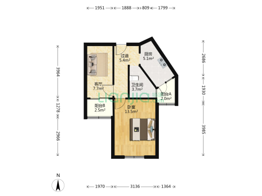 汇福家园安康里(东区) 1室1厅1卫 60平方