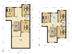 精装六居，下跃户型方正。带下沉花园。-涿州K2狮子城南区户型图