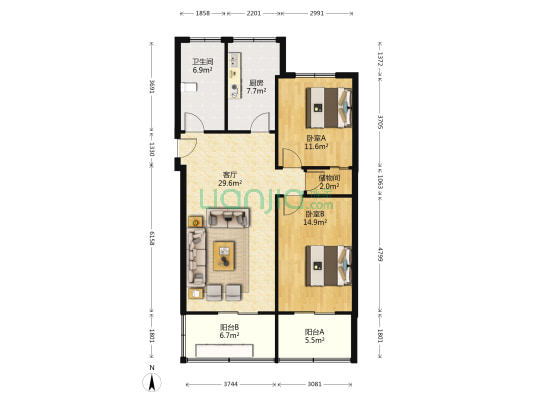 金水区检察院家属院 2室1厅1卫 97平方